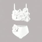 Damen Bikini-Set mit floralem 3D-Design und hochgeschnittenem Unterteil