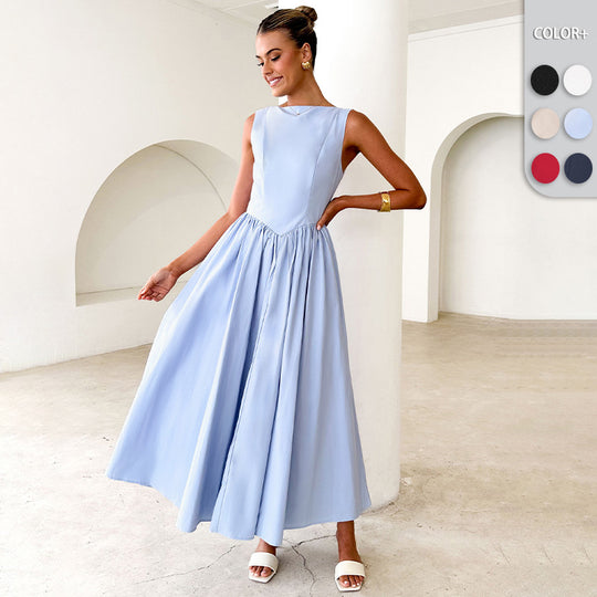 Damen Elegantes Maxi-Kleid mit breitem Rockansatz und taillierter Passform R&B