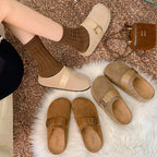 Damen Clogs aus hochwertigem Wildleder mit modischem Schnallenverschluss R&B