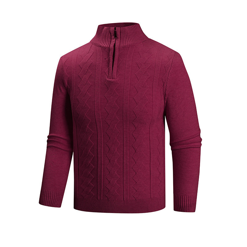 Herren modischer Strickpullover mit hohem Kragen und strukturiertem Design R&B
