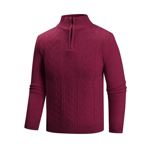 Herren modischer Strickpullover mit hohem Kragen und strukturiertem Design R&B