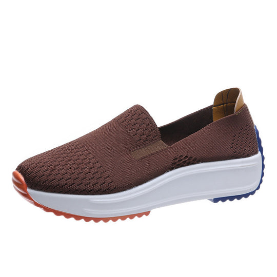 Damen Komfortable Slip-On Sneakers mit atmungsaktivem Strickdesign und dämpfender Sohle R&B