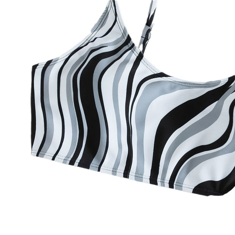 Damen Hochgeschnittener Bikini mit wellenförmigem Oberteil