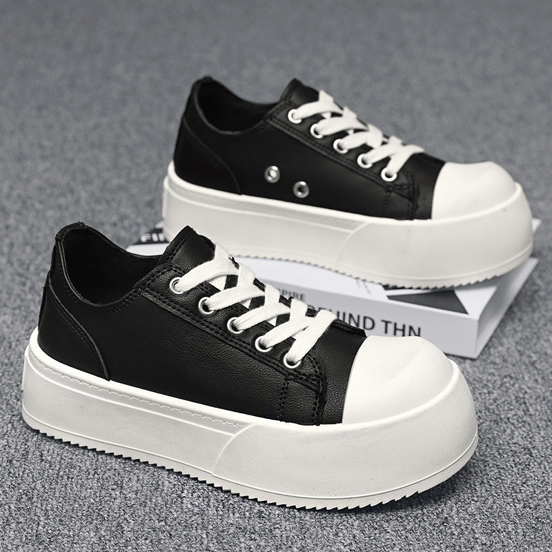 Damen modische Plattform-Sneaker mit lackiertem Obermaterial und klassischem Schnürsystem