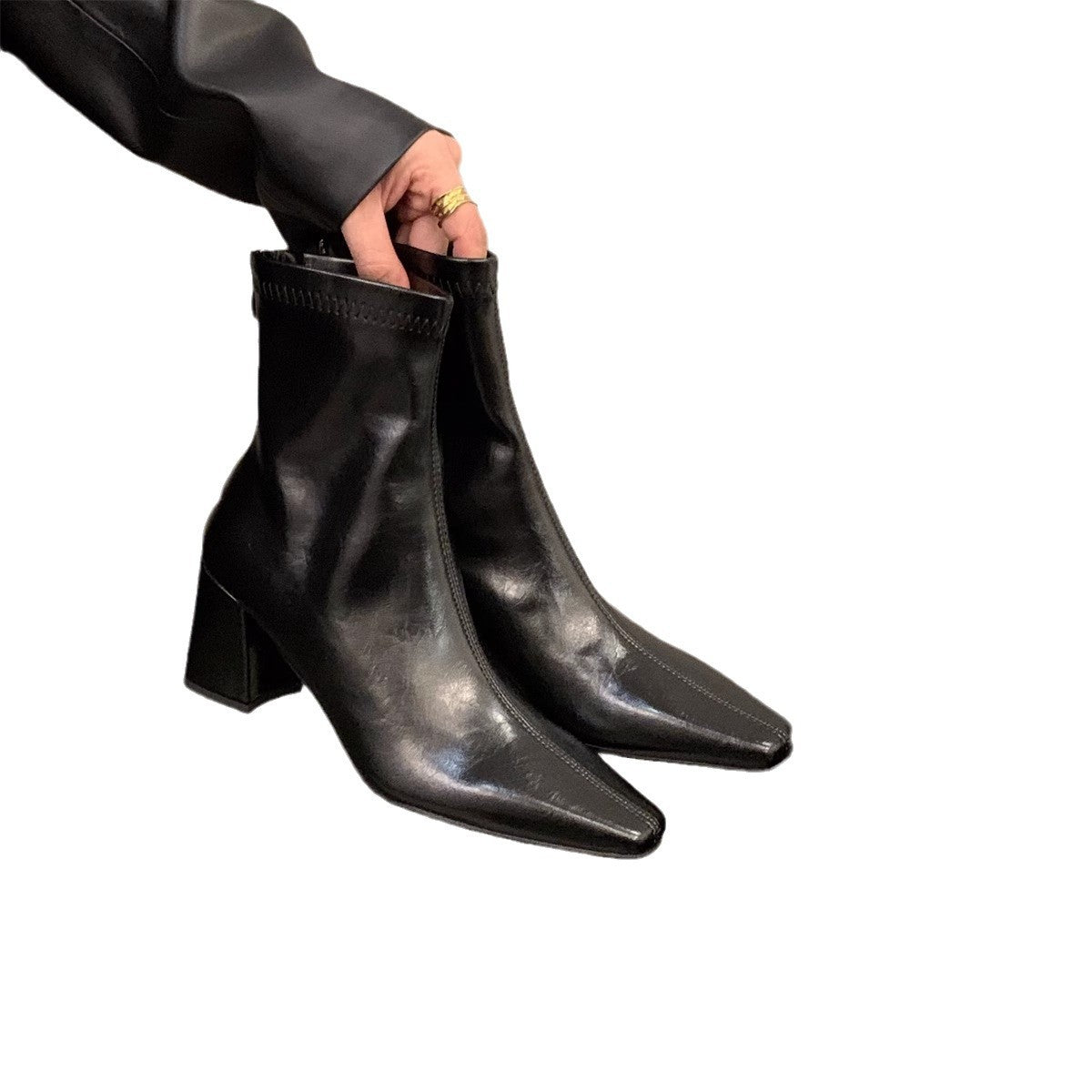 Damen Stiefeletten mit elegantem Blockabsatz und spitzem Schnitt R&B