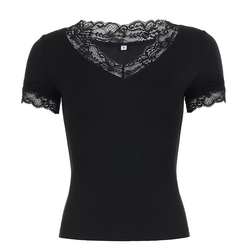 Damen T-Shirt mit elegantem Spitzenbesatz R&B