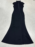 Damen Elegantes Wickelkleid mit hochgeschlossenem Kragen und schmaler Silhouette R&B