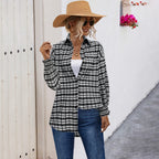 Damen Karobluse mit angeschnittenen Ärmeln und elastischen Ärmelsäumen R&B