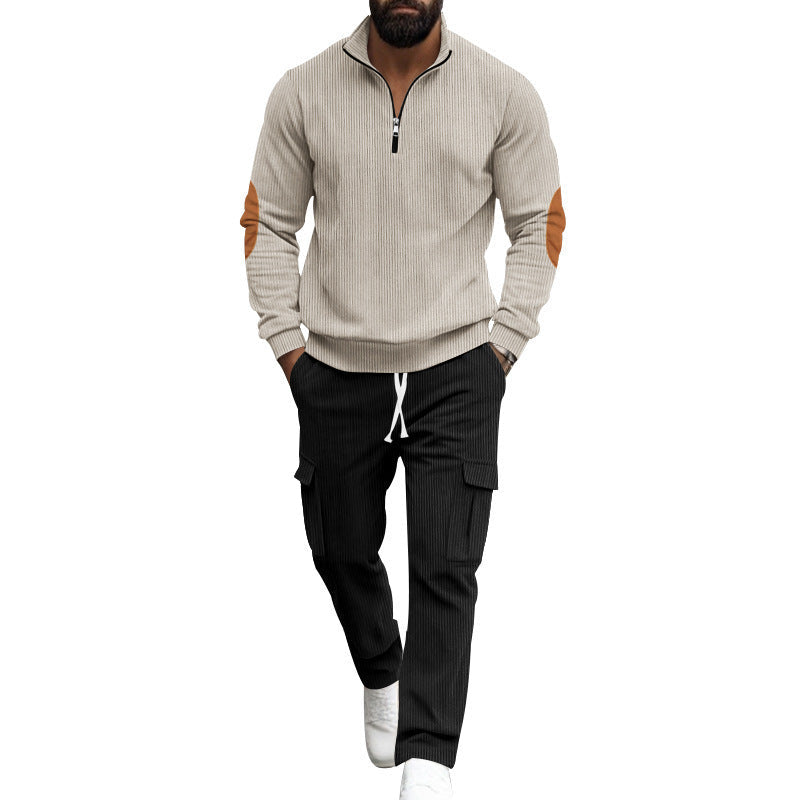 Herren sportliches Freizeitset mit Reißverschluss und praktischen Taschen R&B