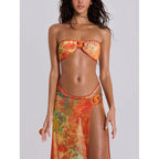 Damen Strandkleid mit floralem Wickeldetail und raffiniertem BindR&Band R&B