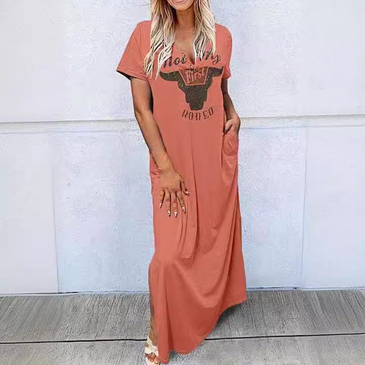 Damen Maxikleid mit grafischem Druck