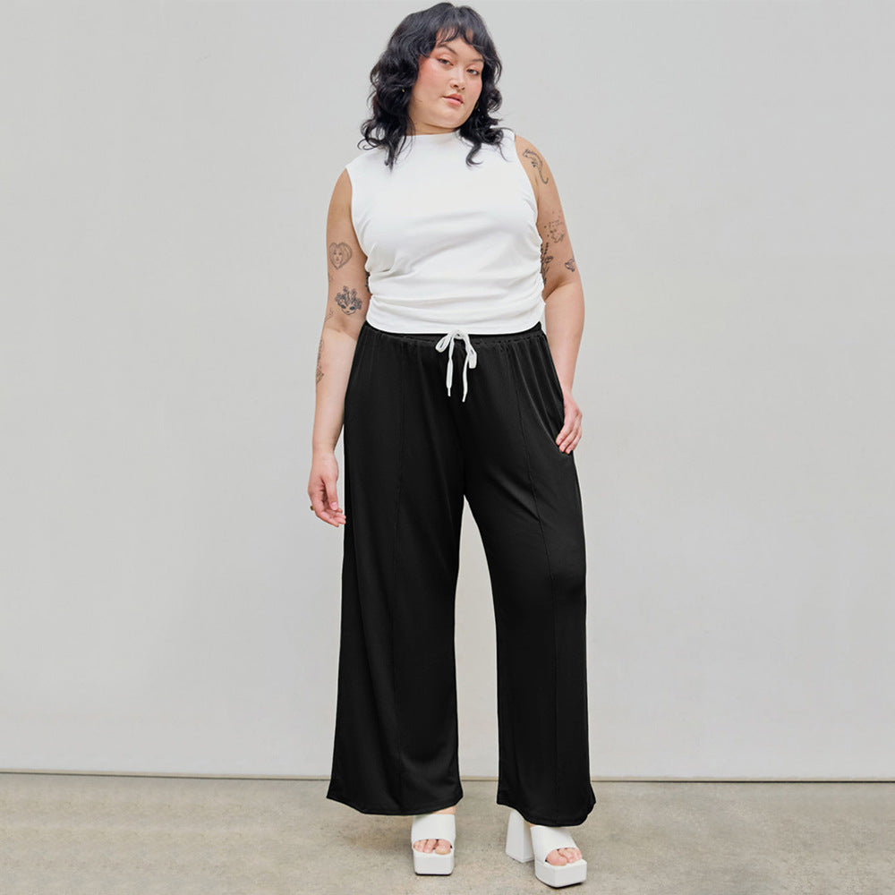 Damen weite Freizeithose mit elastischem Bund und praktischem Kordelzug R&B