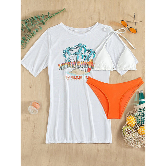 Damen Strandshirt mit sommerlichem Motiv und lockerer Passform R&B