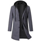 Damen eleganter Mantel mit abnehmbarer Kapuze und Fleece-Futter R&B