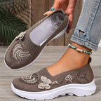 Damen Komfortable und atmungsaktive Slip-On Laufsohle mit floralem Dekor R&B