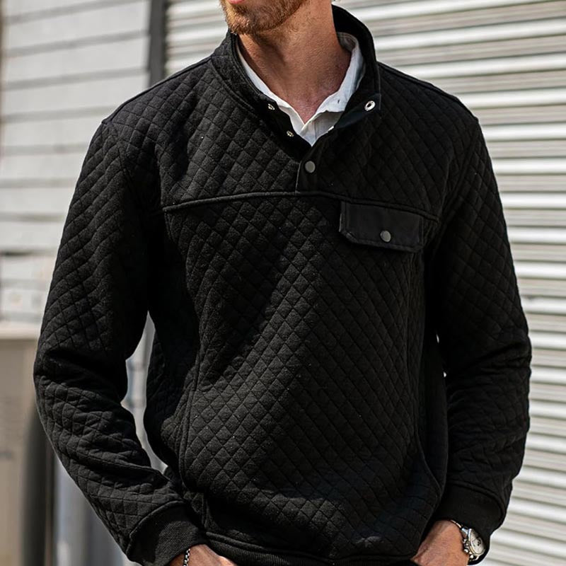 Herren Stepppullover mit Brusttasche und kontrastierenden Details R&B