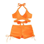 Damen Sport-Bikini-Set mit asymmetrischem Oberteil und hohem Schnitt R&B