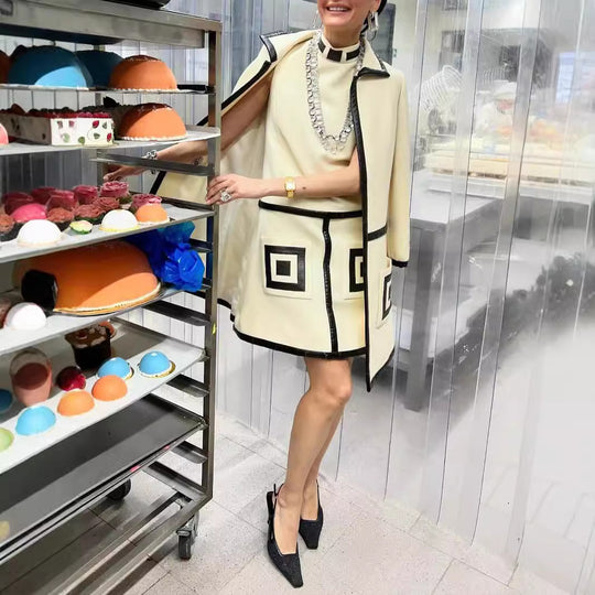 Damen Elegante und raffinierte Jacke mit strukturiertem Design und Kontrastnähten R&B