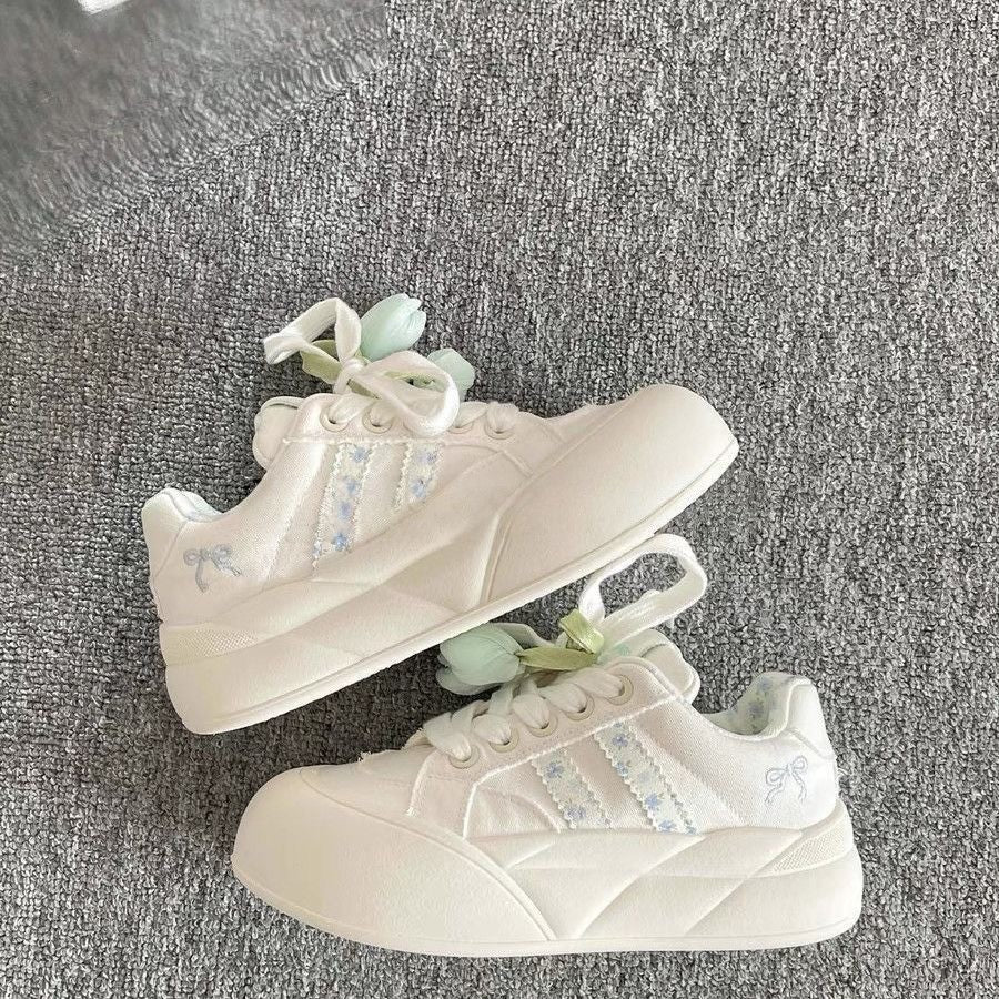 Damen Sneakers mit elegantem Rüschen-Design und gepolsterter Sohle R&B