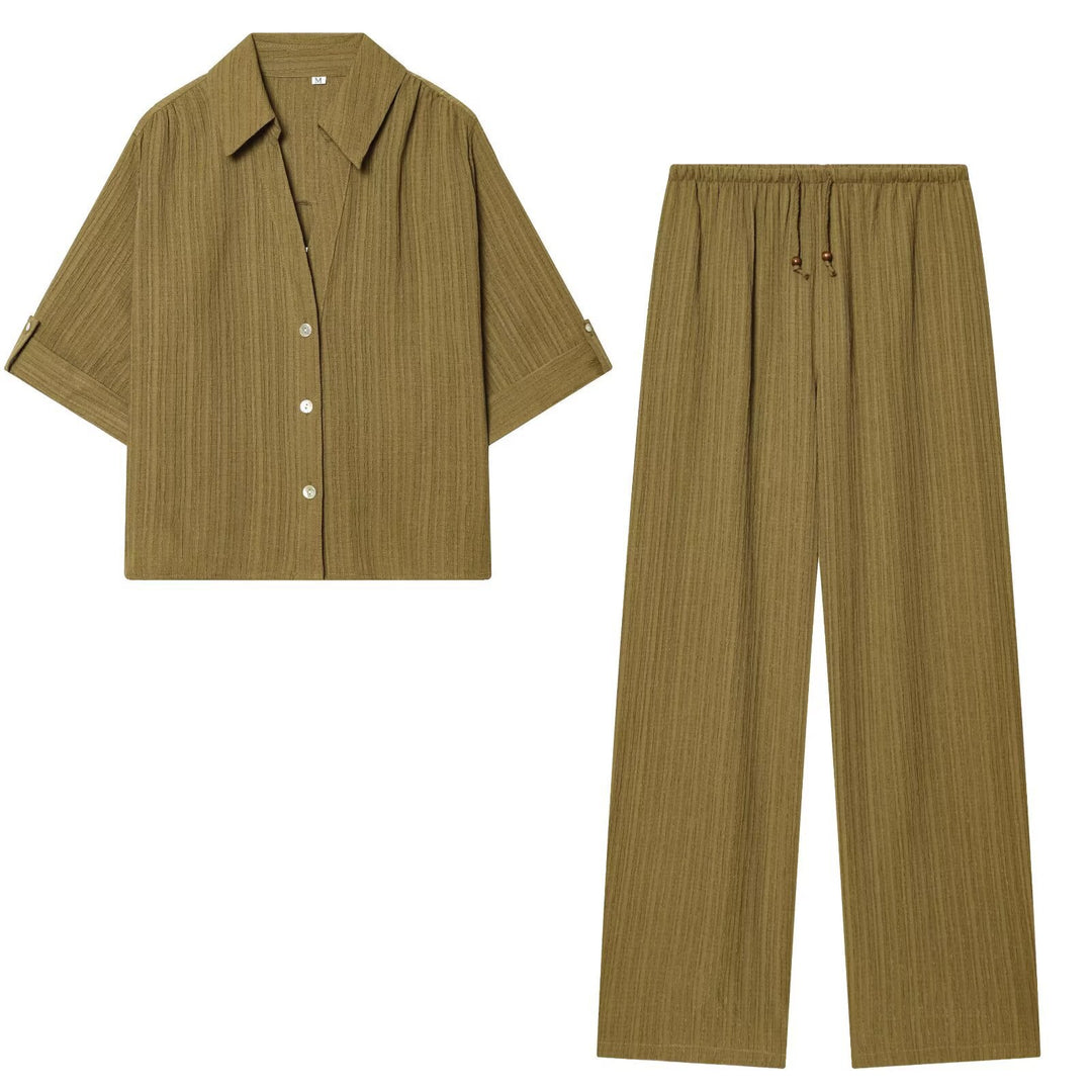 Damen lässige Bluse mit strukturiertem Gewebe und überschnittenen Schultern R&B