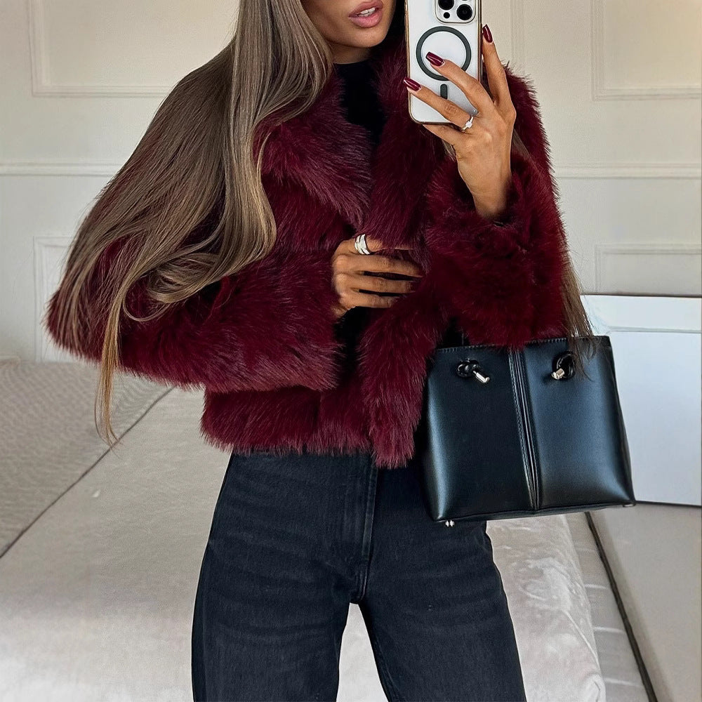 Damen Kunstpelzjacke im eleganten Oversized-Stil R&B
