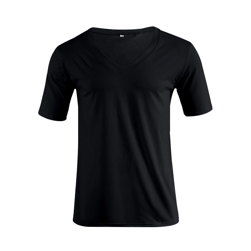 Herren nan V-Ausschnitt T‑Shirt aus feinem Jersey mit schmaler Silhouette und flachen Nähten R&B