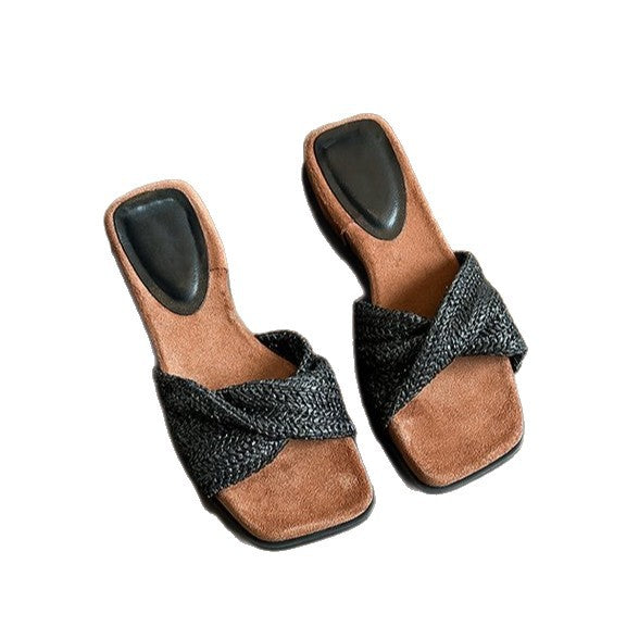 Damen elegante Pantoletten mit komfortablem geflochtenem Design R&B