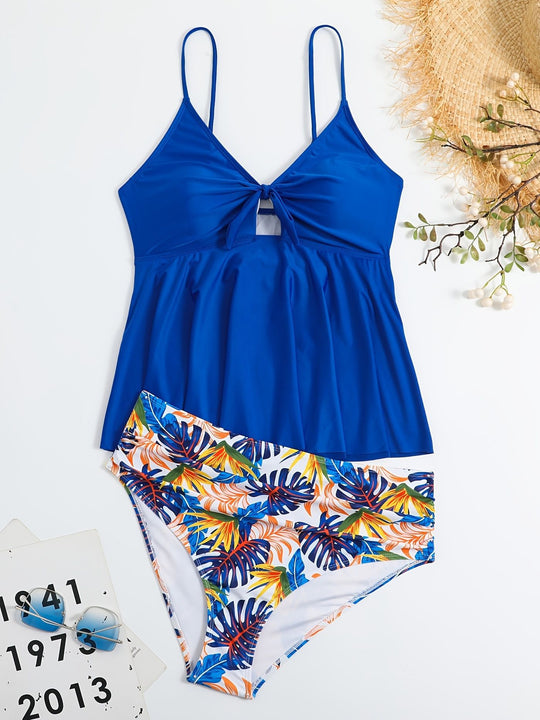 Damen Tankini-Set mit modischem Floral-Design und verstellbaren Trägern R&B