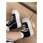 Damen Hochwertige Plateausneaker mit seitlichem Reißverschluss und atmungsaktiver Canvas-Oberfläche R&B