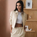 Damen Modischer cropped Windbreaker mit elastischen Bündchen R&B