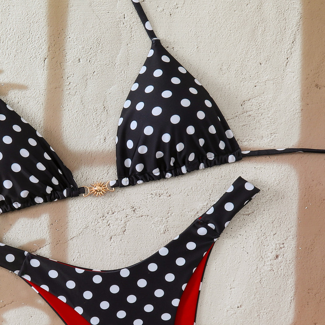 Damen Designer-Bikini mit Leopardenmuster und raffinierten Details R&B