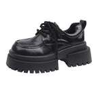 Damen Plattform Schnürschuhe mit robustem Profil und glänzendem Obermaterial R&B