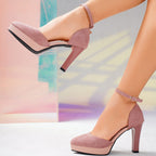 Damen Plateau-Pumps mit verstellbarem Riemen und eleganter Sohle R&B