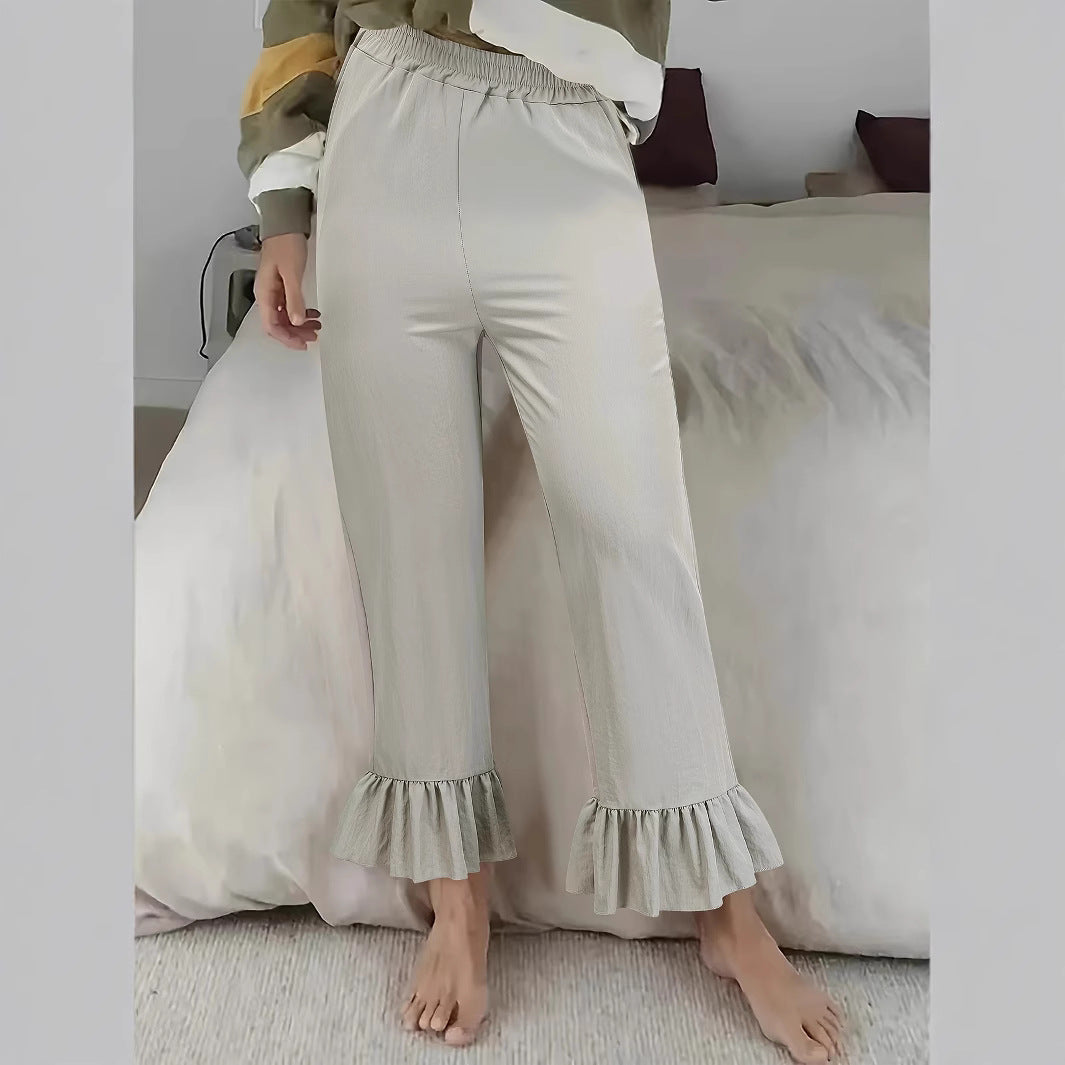 Damen Freizeithose mit Rüschenabschlüssen R&B