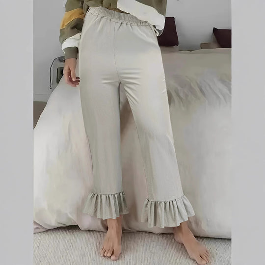 Damen Freizeithose mit Rüschenabschlüssen R&B