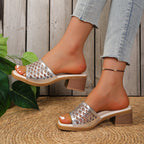 Damen Offene Wedge-Pantoletten mit modischem Netzdesign R&B