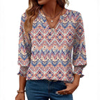 Damen modische Bluse mit verspieltem Paisleymuster und Rüschendetails R&B