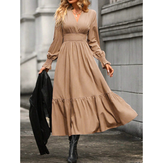 Damen Maxikleid mit schwingendem Rock und elastischem Tailleneinsatz R&B