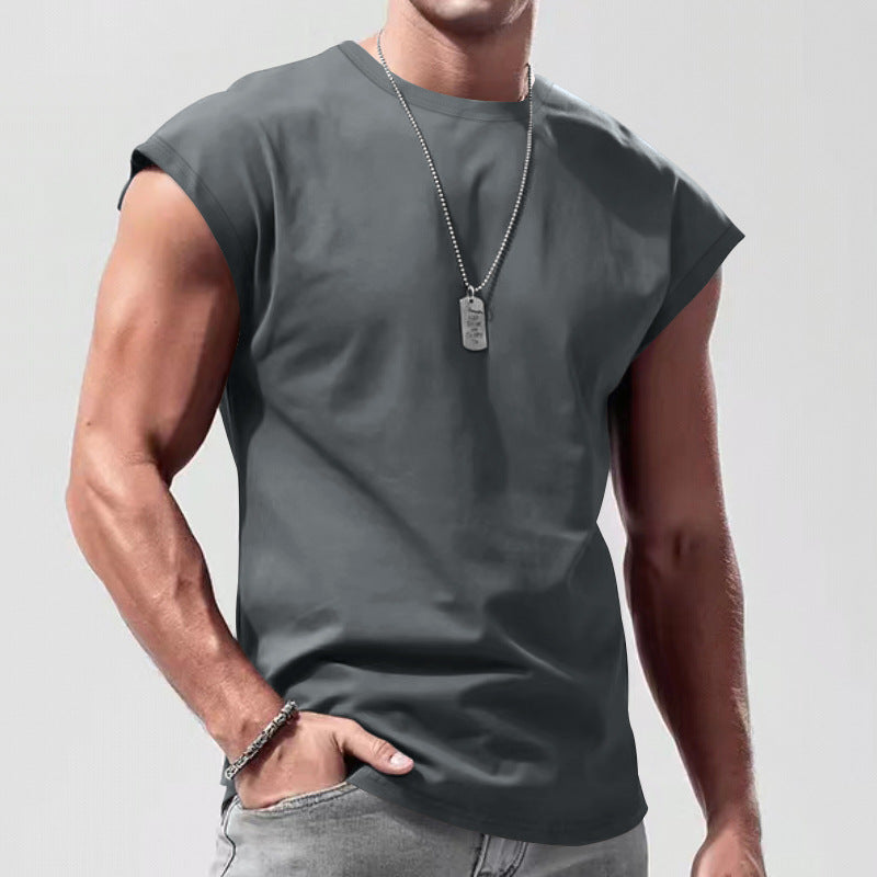 Herren nan tailliertes ärmelloses Muskelshirt aus Baumwollmix mit breiten Schulterpartien R&B