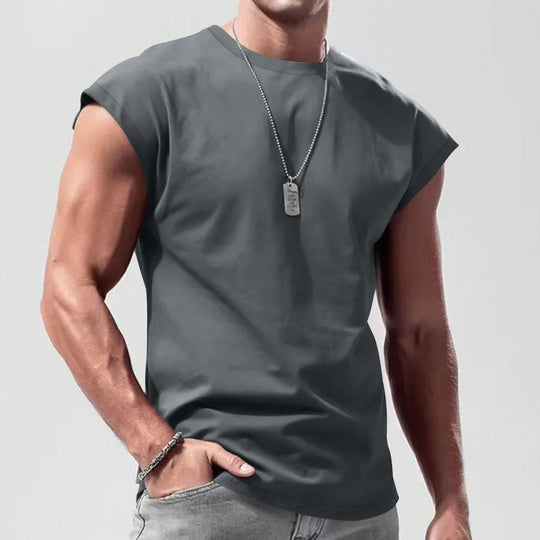Herren nan tailliertes ärmelloses Muskelshirt aus Baumwollmix mit breiten Schulterpartien R&B