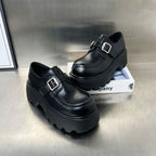 Damen Chunky Mokassins aus hochwertigem Leder mit modischer Schnallenverzierung R&B