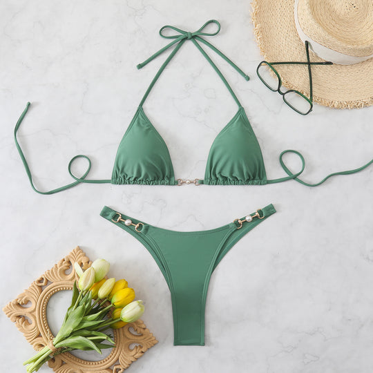 Damen Bikini-Set mit verstellbaren Trägern und modischen Ringdetails R&B