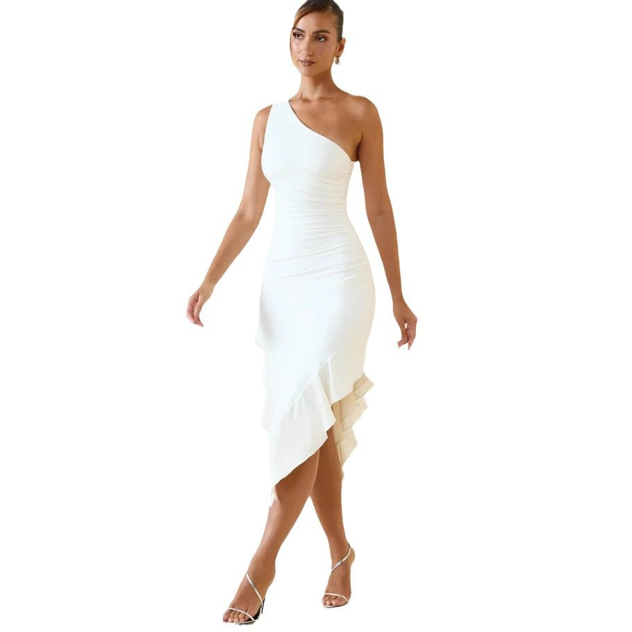Damen Asymmetrisches Wickelkleid mit herausragender Drapierung und verführerischem Schlitz R&B