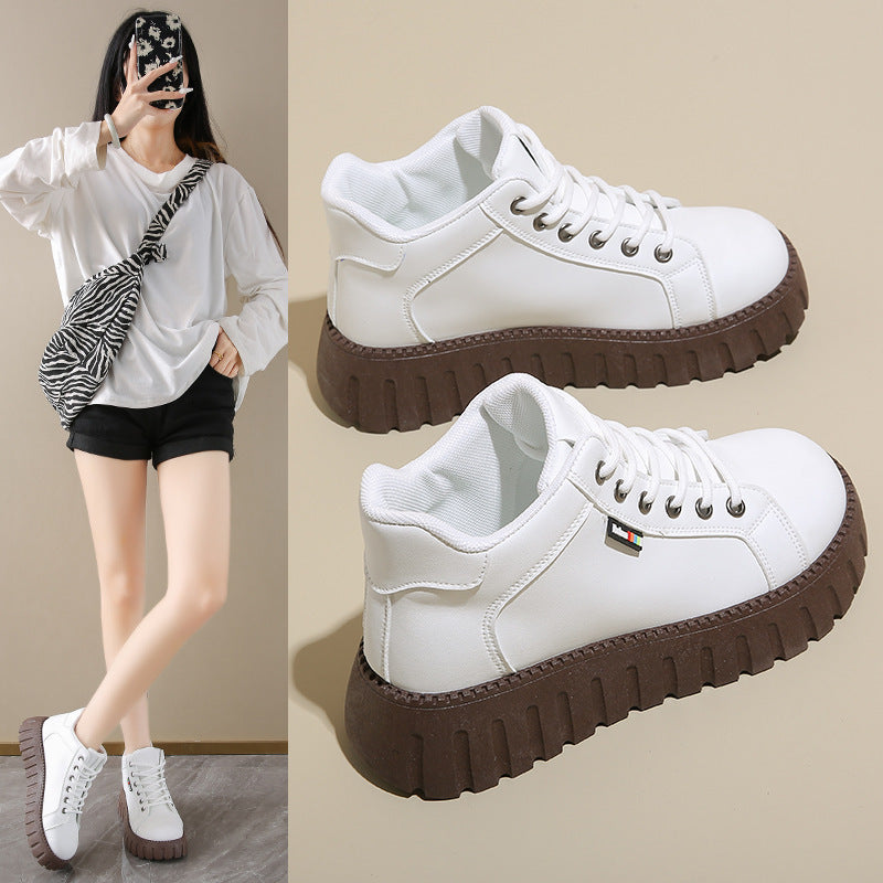 Damen High-Top Sneakers mit dicker Gummi-Laufsohle und wasserabweisendem Obermaterial R&B