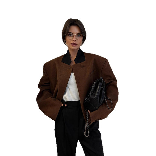 Damen Wolle Crop-Jacke mit modernem Schnitt R&B