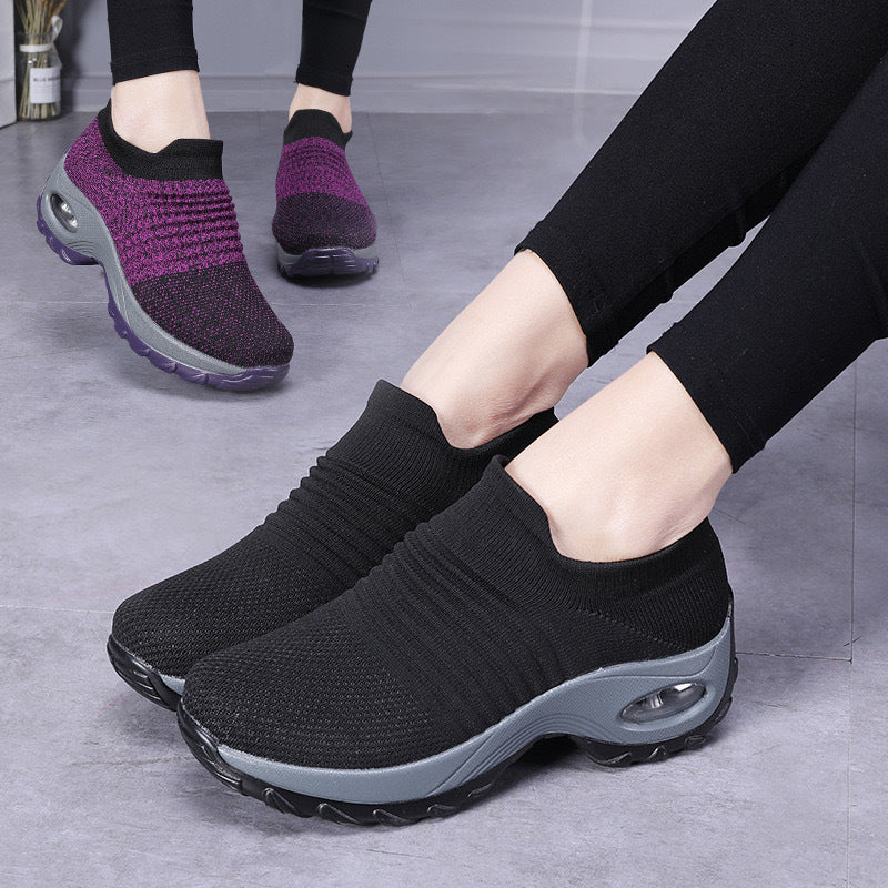 Damen Flexibler Slip-On Sneaker mit atmungsaktiver Strick-Oberfläche und dämpfender Sohle R&B