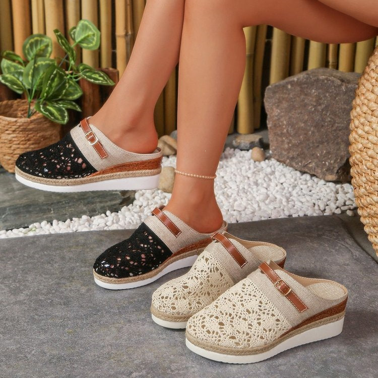 Damen Komfortable und elegante Clogs mit luftiger Häkelstruktur R&B