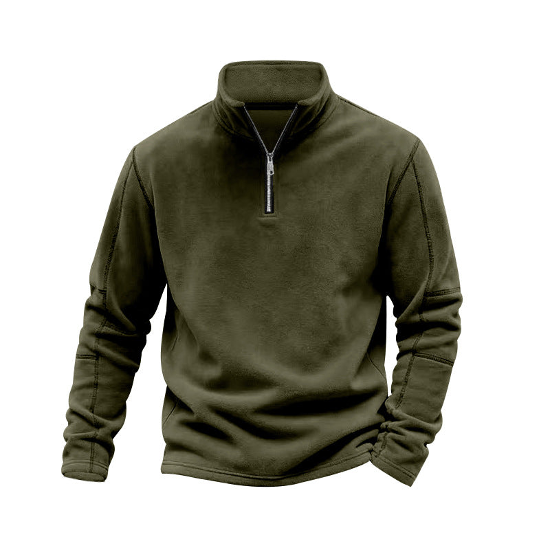 Herren nan leichter Fleece-Pullover mit halbem Reißverschluss und Stehkragen R&B