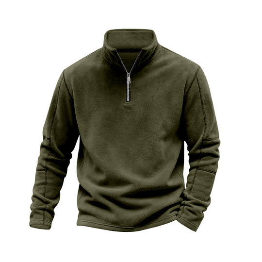 Herren nan leichter Fleece-Pullover mit halbem Reißverschluss und Stehkragen R&B