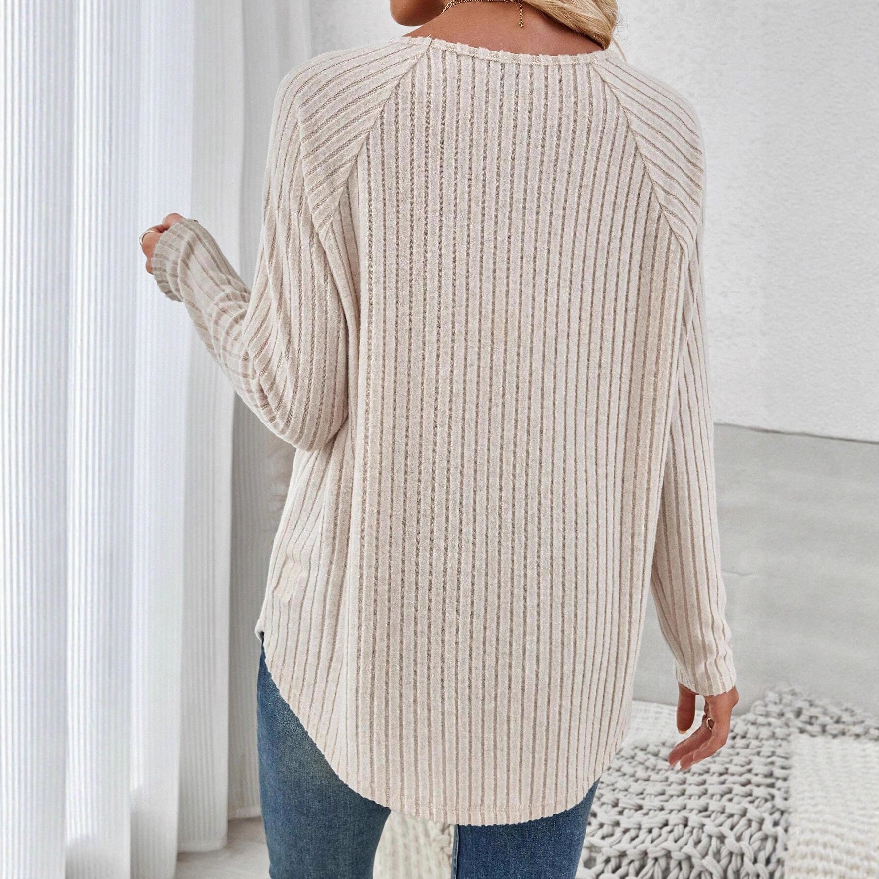 Damen Feinstrickpullover mit elegantem Rippdesign und lässigem Schnitt R&B